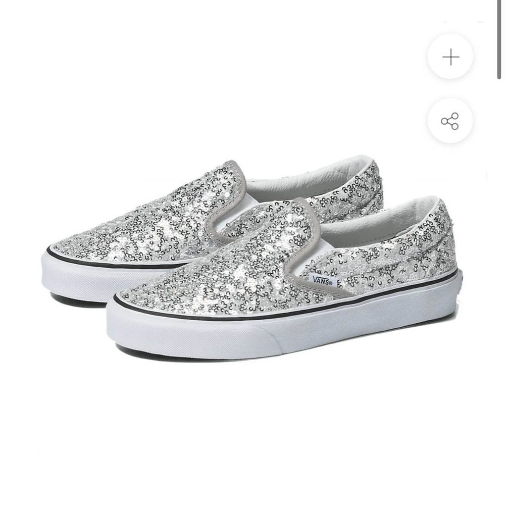 Boucle Silver Sequins Classic Slip-On Vans